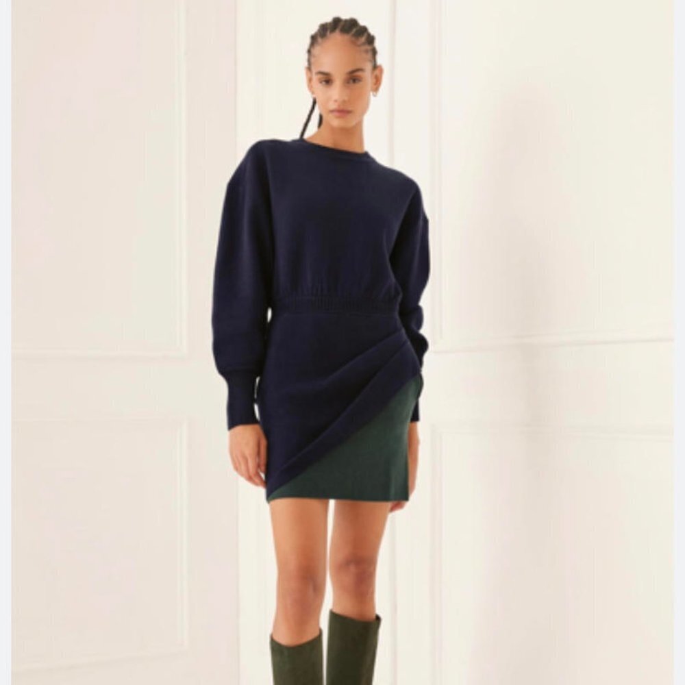 SOMETHING NAVY two tone long sleeve sweater dress